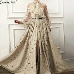 Ivory Round Dot Pattern A-Line Prom Dress